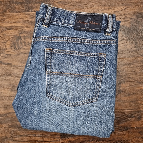 Indigo Palms Mens 36x34 Blue Medium Wash Classic Fit Straight Leg Denim Jeans - Picture 1 of 12